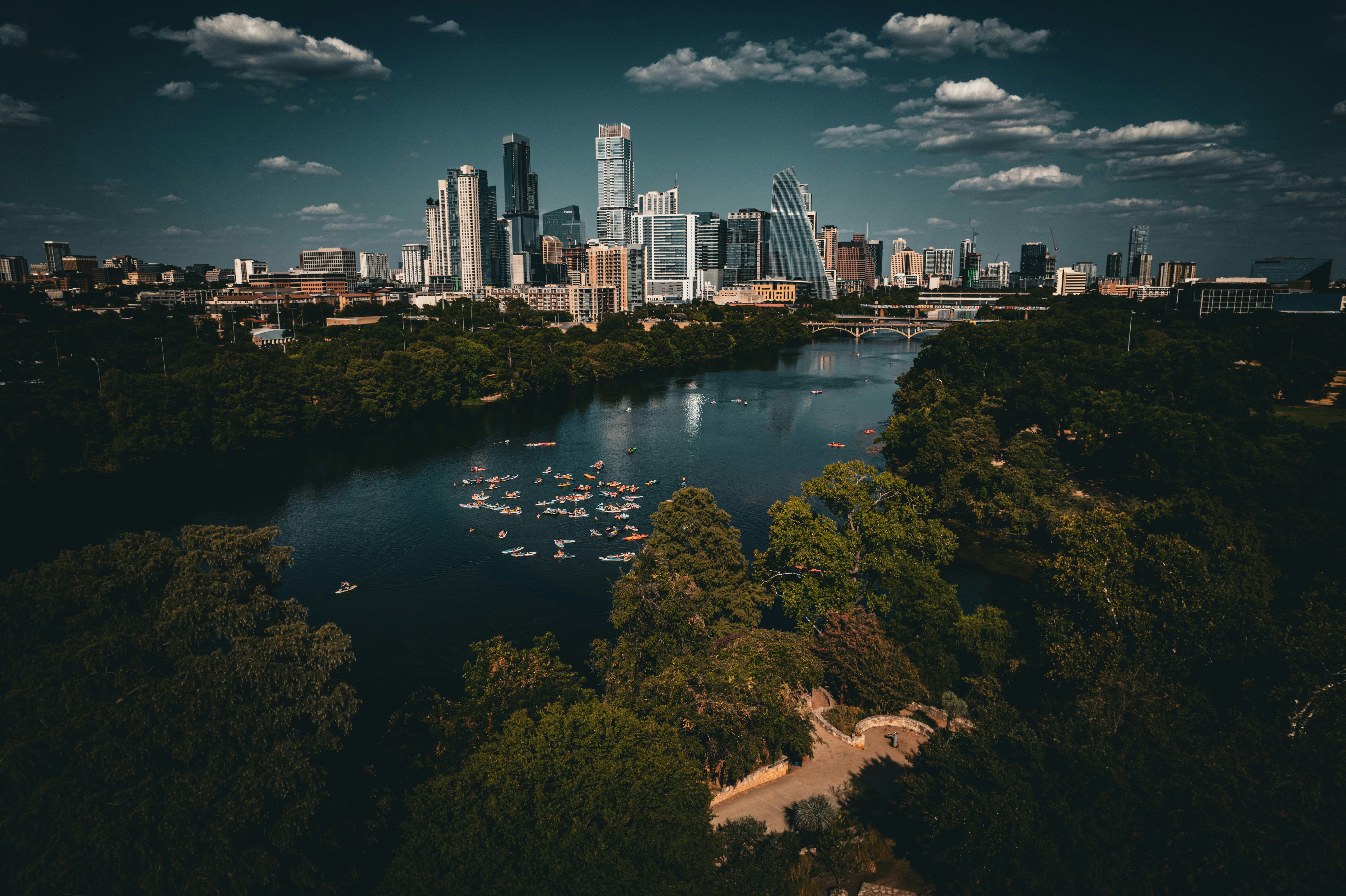 Aerial view of Austin neighborhood
