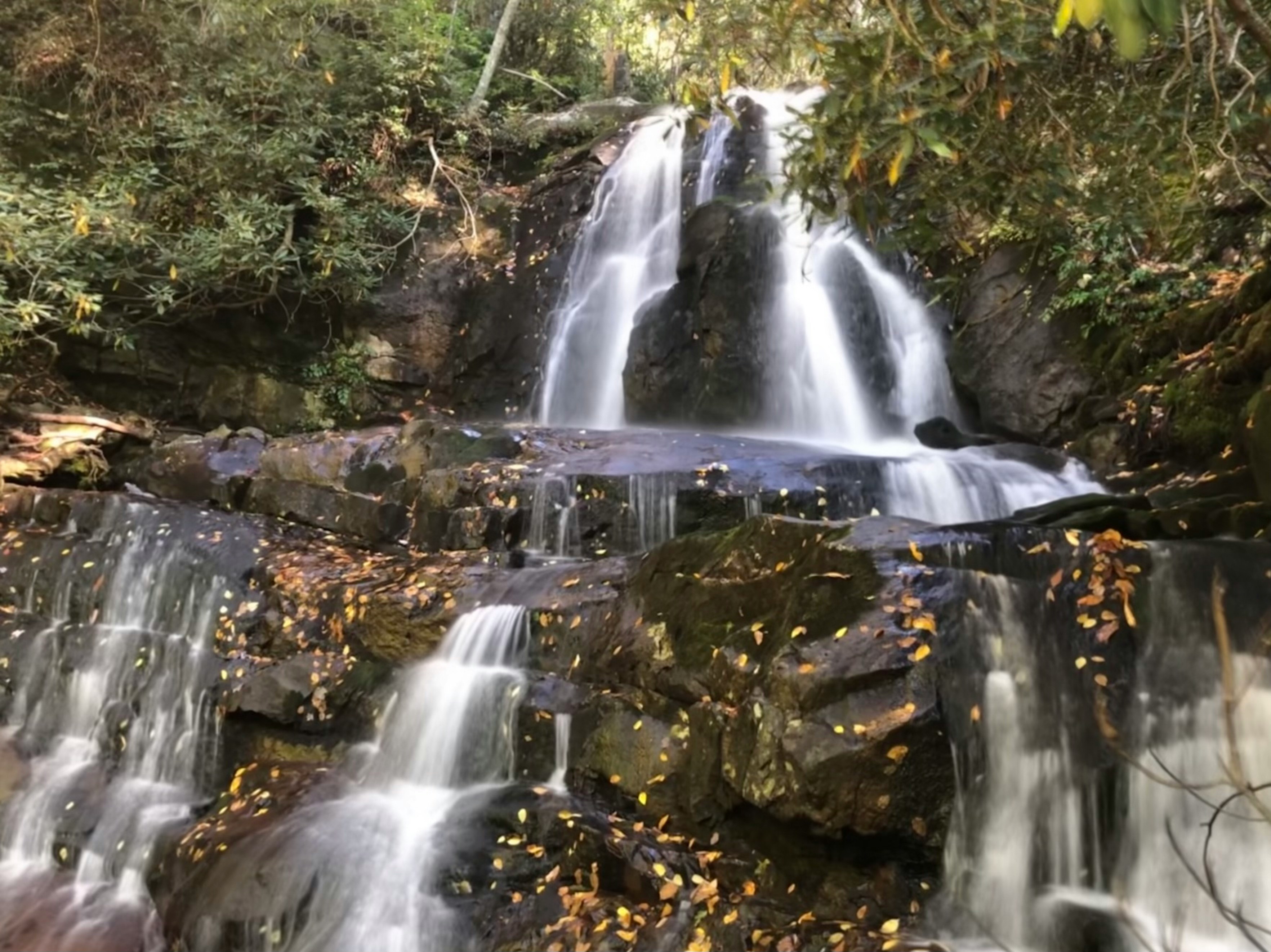 Waterfall cascading over rocks in the Smoky Mountains