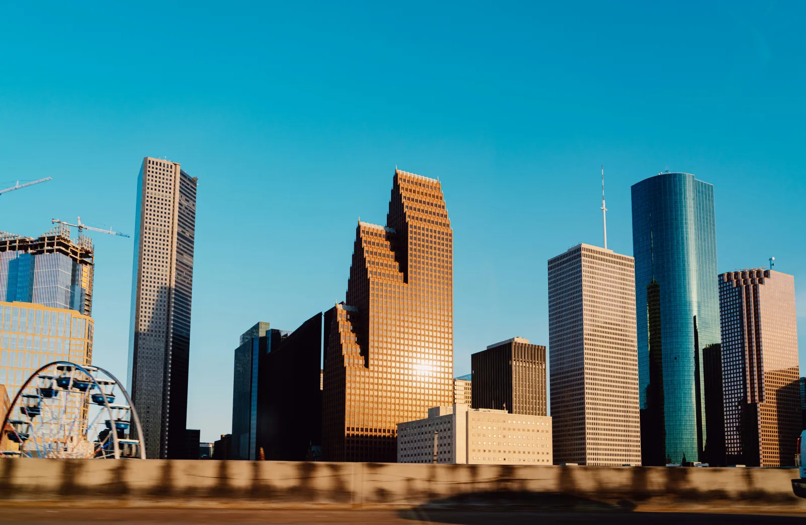 Houston downtown skyline and Texas Medical Center corridor