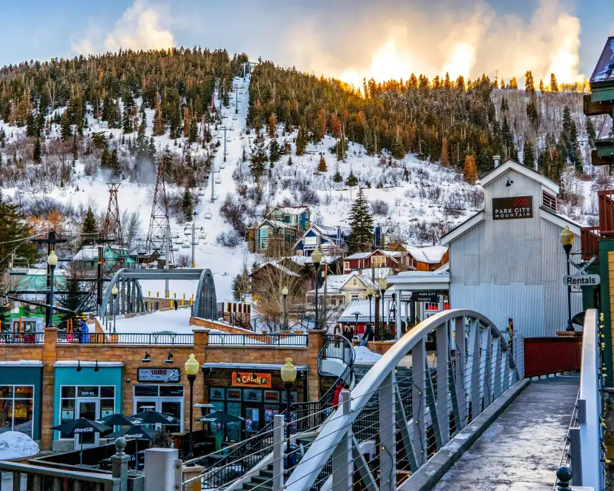 Park City Old Town historic ski-in townhouse with mountain backdrop