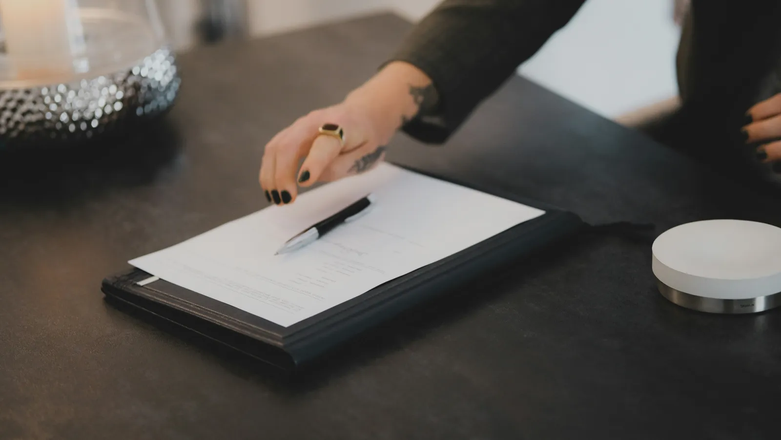person signing financial documents
