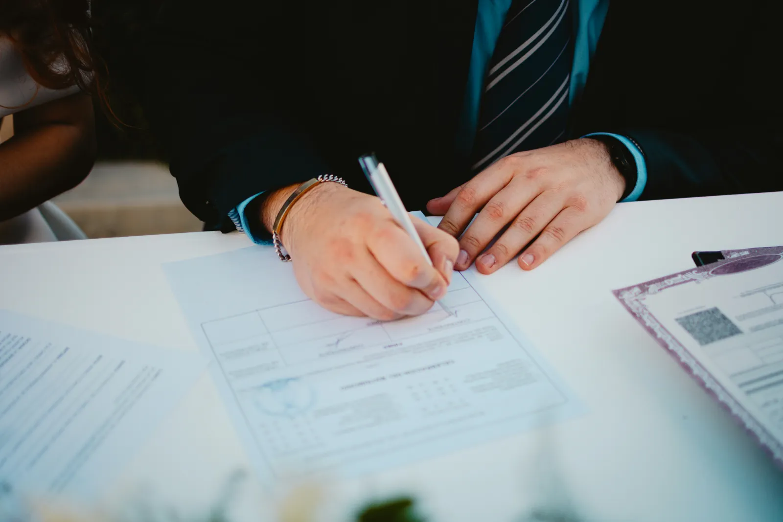 person signing financial documents