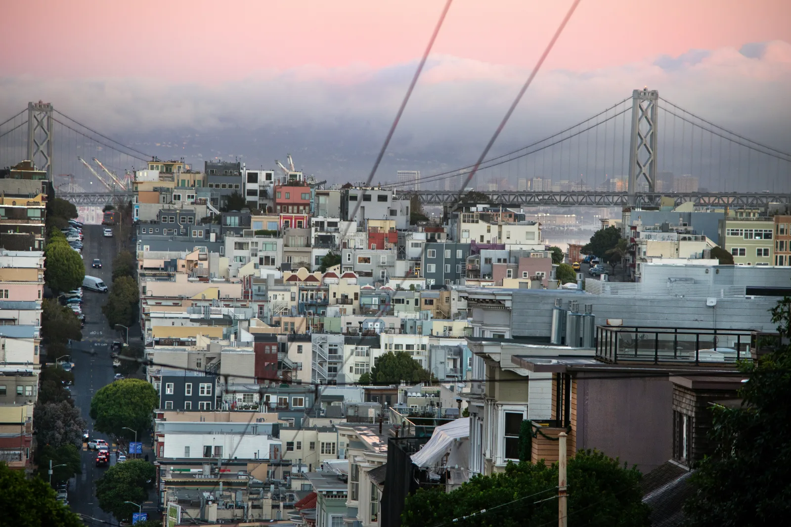 San Francisco skyline view from Pacific Heights / Russian Hill rooftop