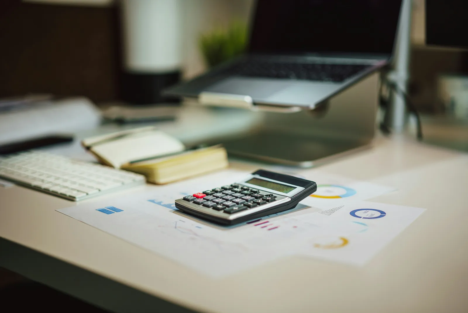 tax documents laptop desk