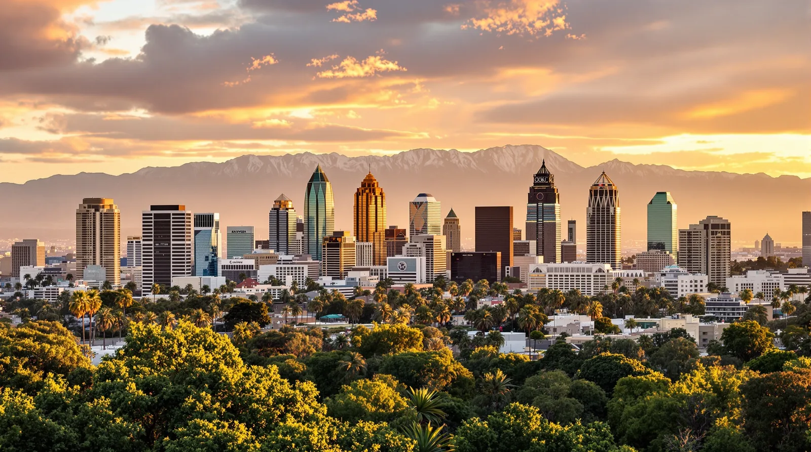 Los Angeles, California skyline at golden hour, illustration for the California bonus depreciation and cost segregation guide