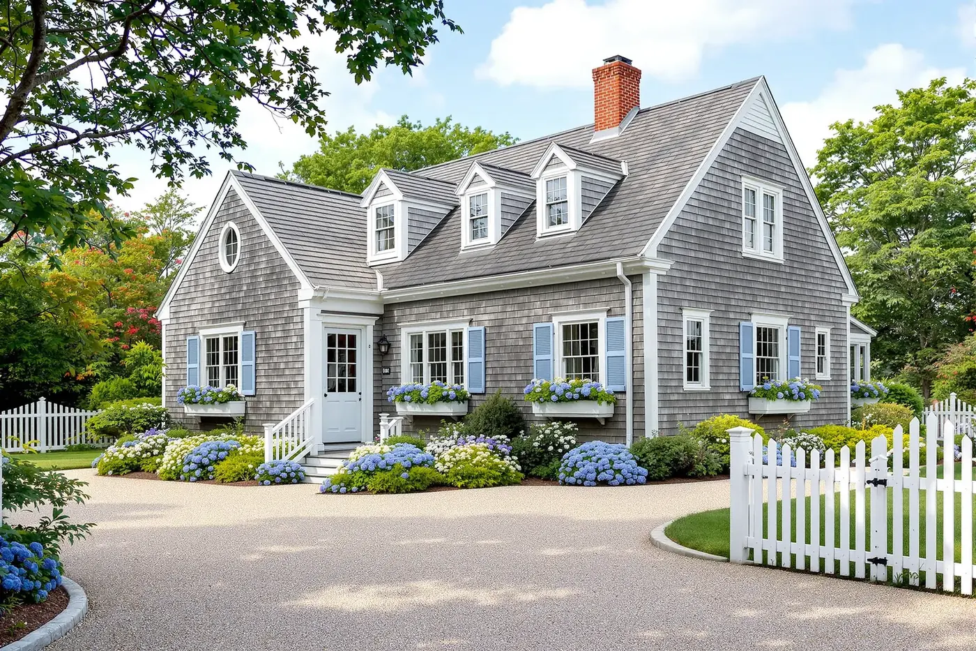 Illustrative rendering of characteristic residential architecture in Nantucket, MA.