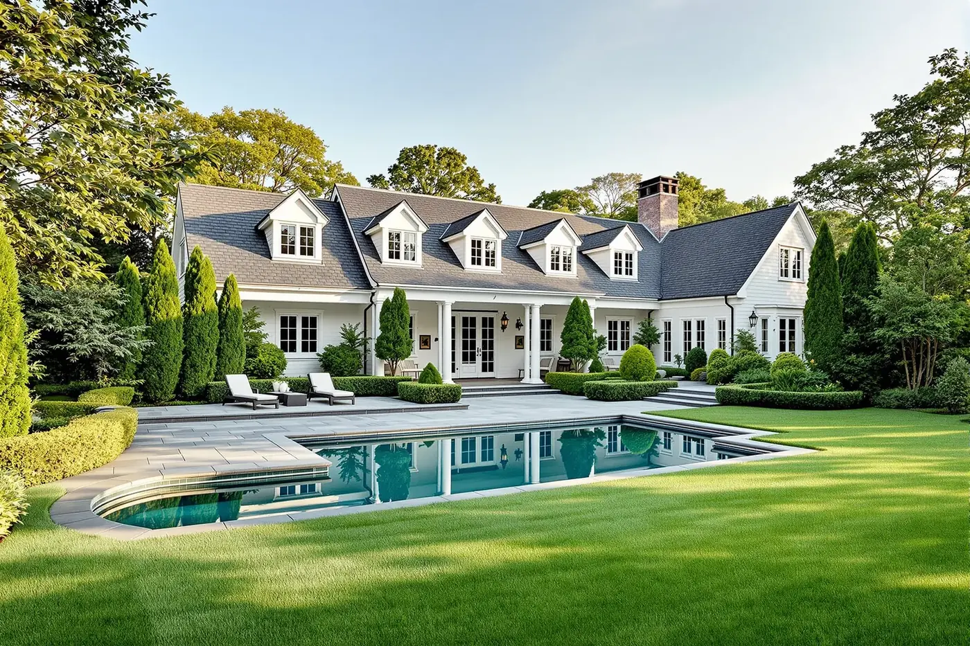 Illustrative rendering of characteristic residential architecture in Southampton, NY.