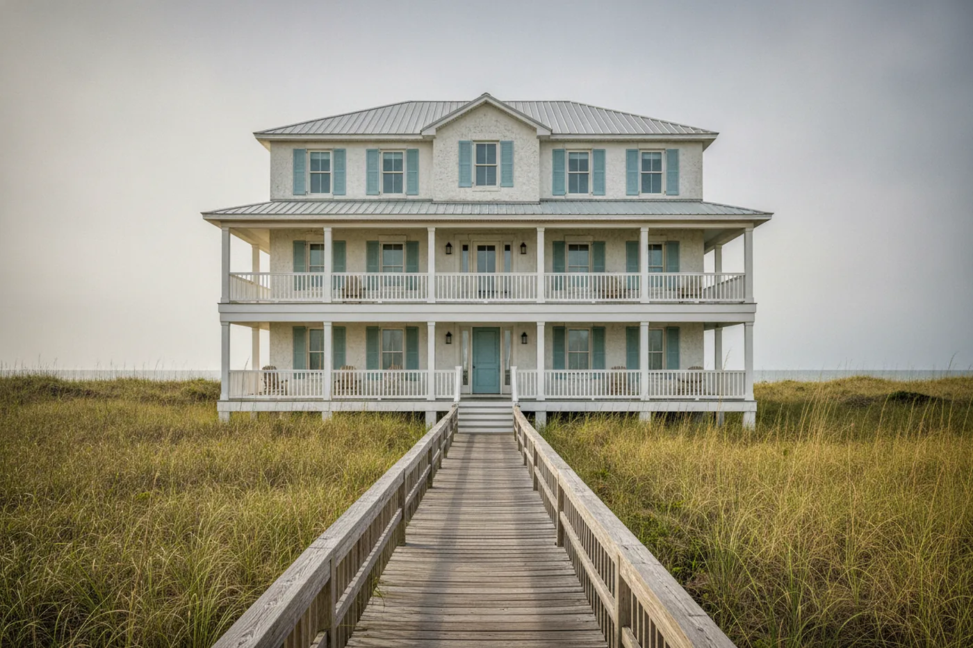 Illustrative rendering of characteristic short-term rental housing in 30A, Florida.